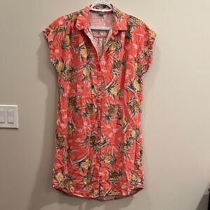 Old Navy Linen Blend Tropical Print Button-Up Dress